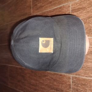 Vintage Carhartt  Cotton Black Tan Snapback Hat Size Large